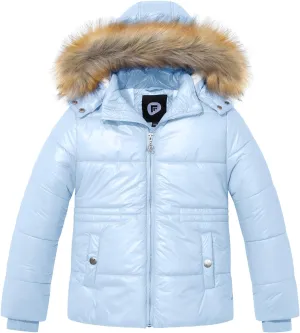Garemcy Girl's Metallic Winter Coat Warm Puffer Jacket Insulated Shiny Down Coat with Detachable Hood