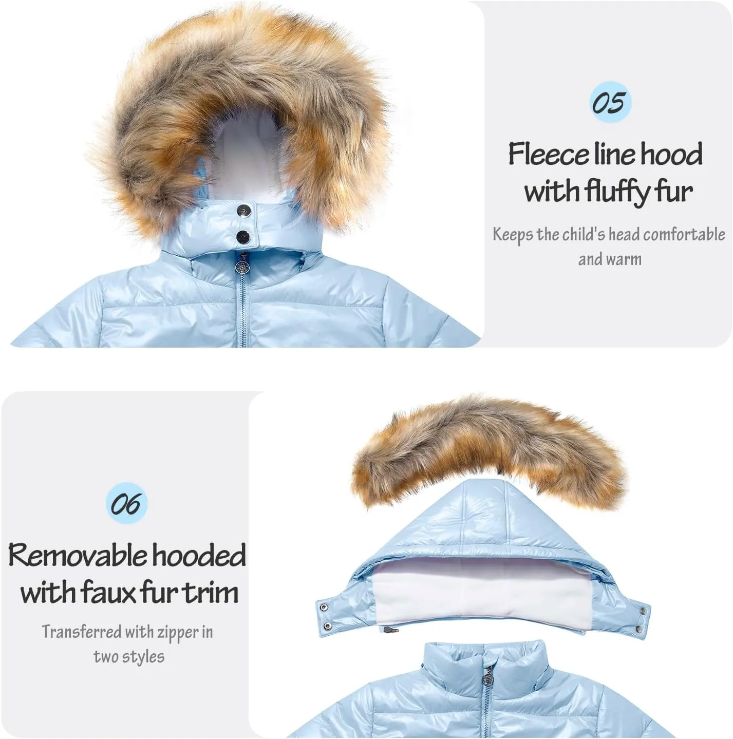 Garemcy Girl's Metallic Winter Coat Warm Puffer Jacket Insulated Shiny Down Coat with Detachable Hood