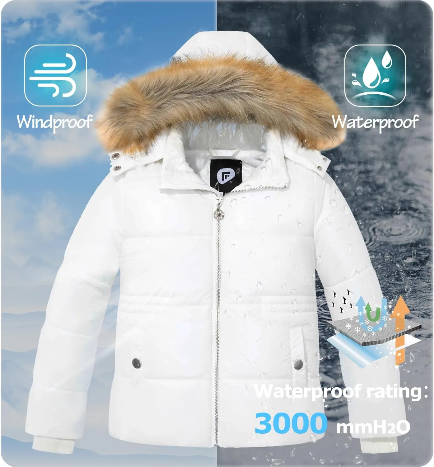 Garemcy Girl's Metallic Winter Coat Warm Puffer Jacket Insulated Shiny Down Coat with Detachable Hood