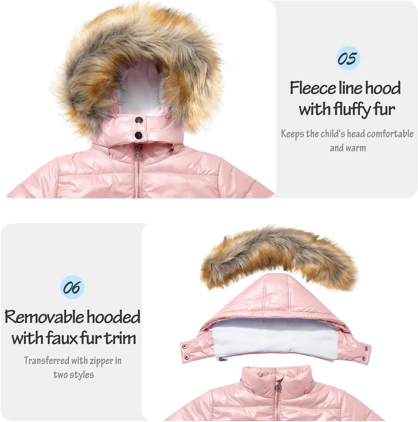 Garemcy Girl's Metallic Winter Coat Warm Puffer Jacket Insulated Shiny Down Coat with Detachable Hood