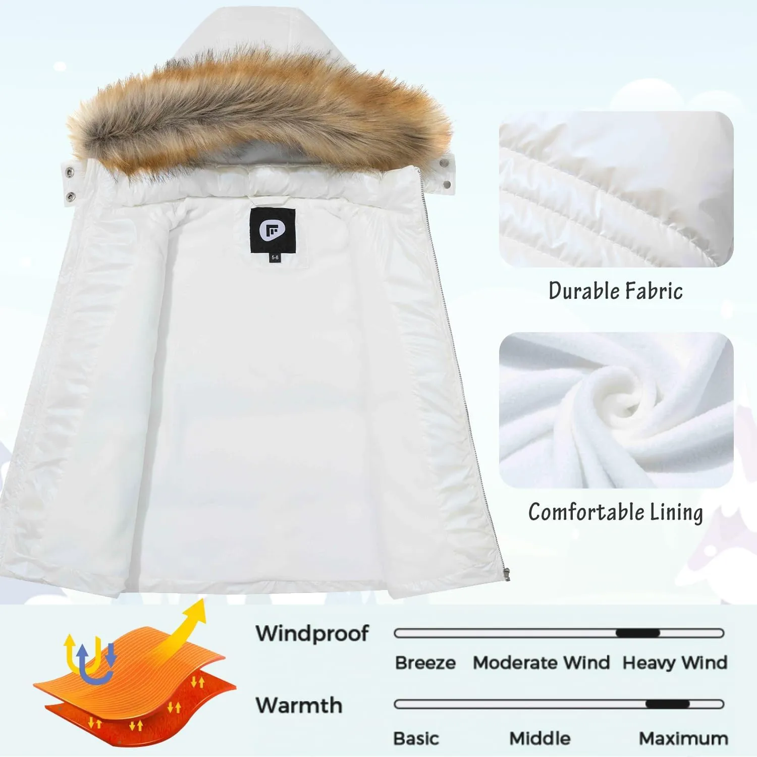 Garemcy Girl's Metallic Winter Coat Warm Puffer Jacket Insulated Shiny Down Coat with Detachable Hood