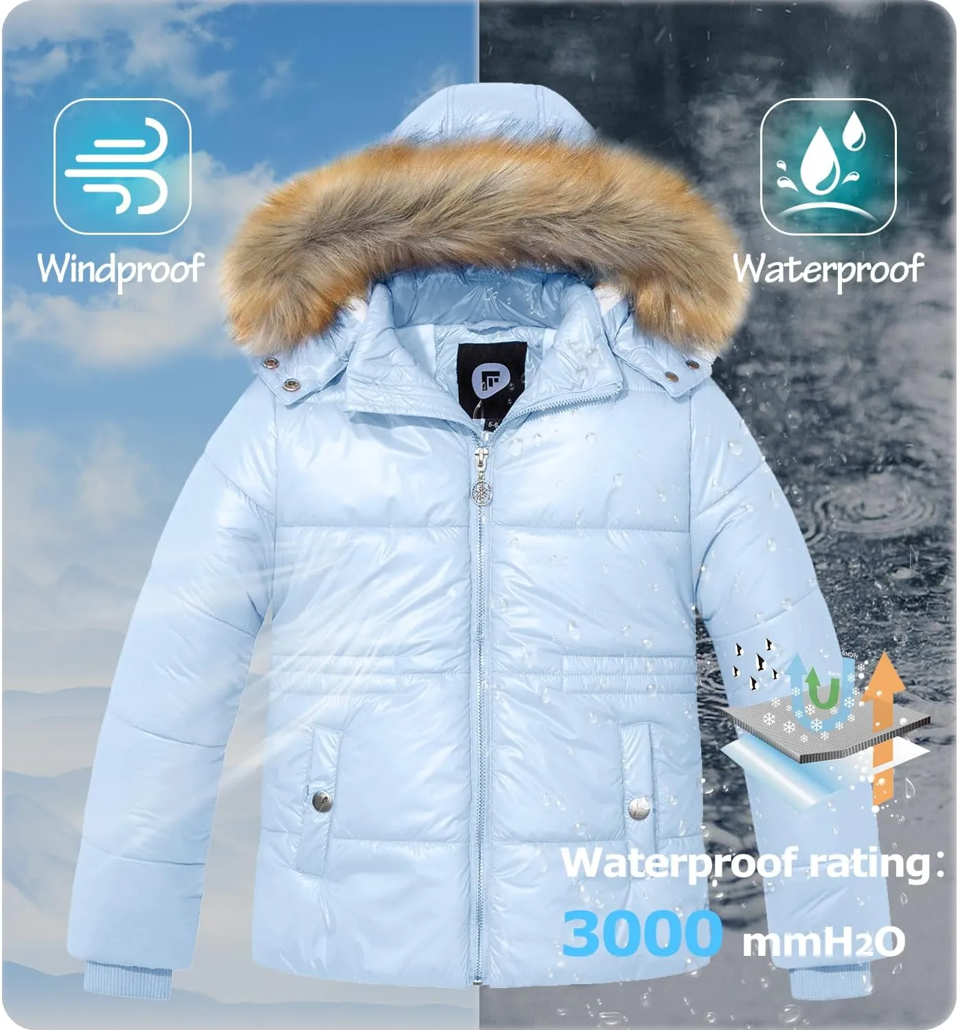 Garemcy Girl's Metallic Winter Coat Warm Puffer Jacket Insulated Shiny Down Coat with Detachable Hood