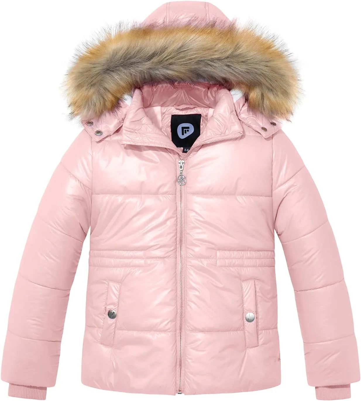 Garemcy Girl's Metallic Winter Coat Warm Puffer Jacket Insulated Shiny Down Coat with Detachable Hood
