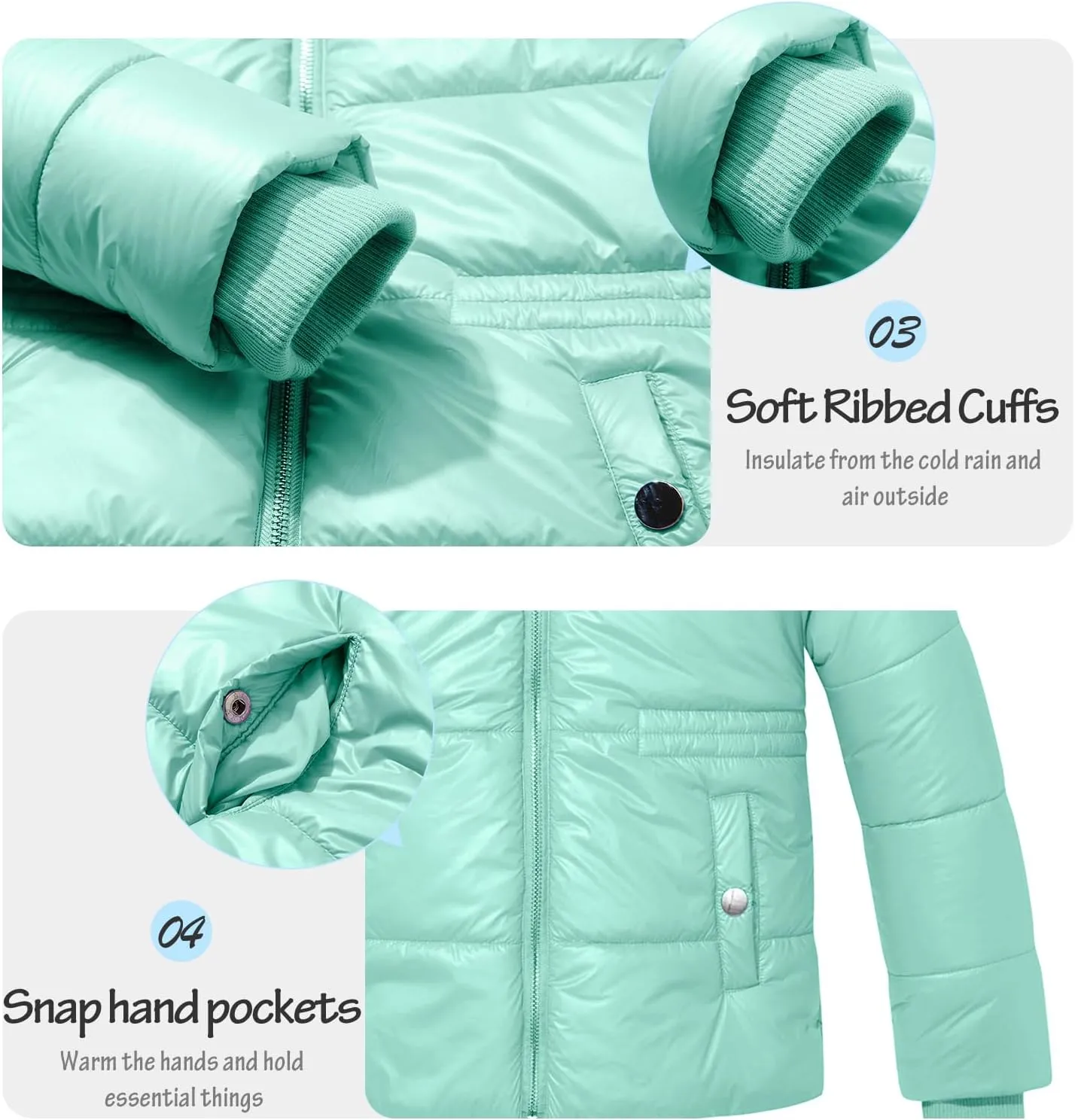 Garemcy Girl's Metallic Winter Coat Warm Puffer Jacket Insulated Shiny Down Coat with Detachable Hood
