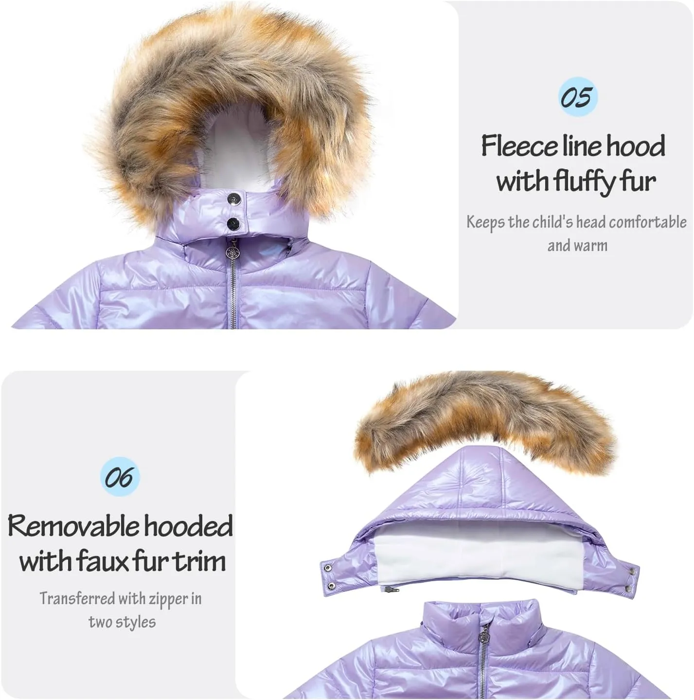 Garemcy Girl's Metallic Winter Coat Warm Puffer Jacket Insulated Shiny Down Coat with Detachable Hood