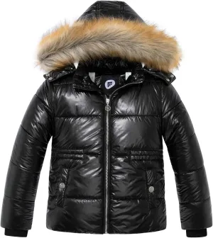 Garemcy Girl's Metallic Winter Coat Warm Puffer Jacket Insulated Shiny Down Coat with Detachable Hood