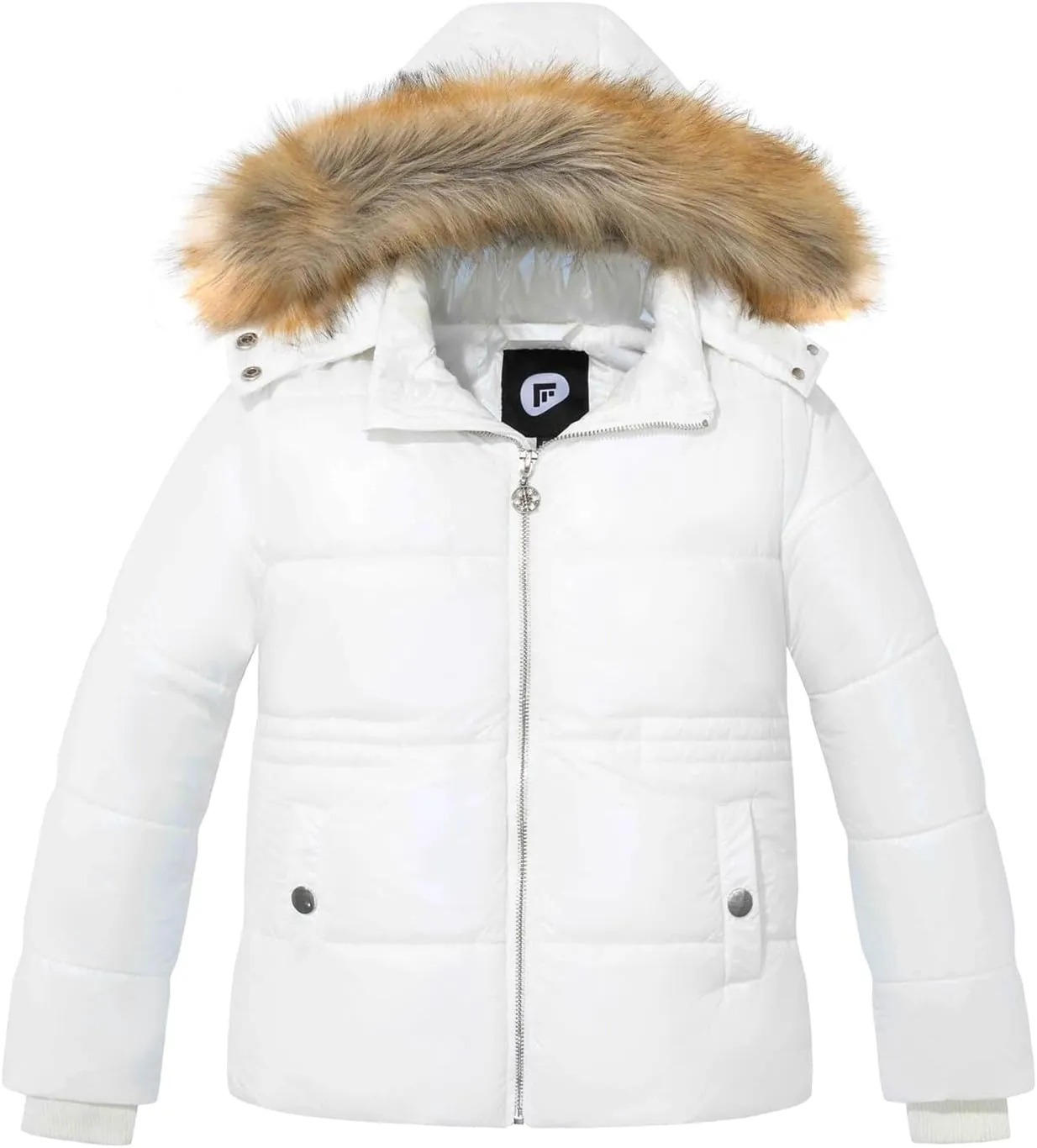 Garemcy Girl's Metallic Winter Coat Warm Puffer Jacket Insulated Shiny Down Coat with Detachable Hood