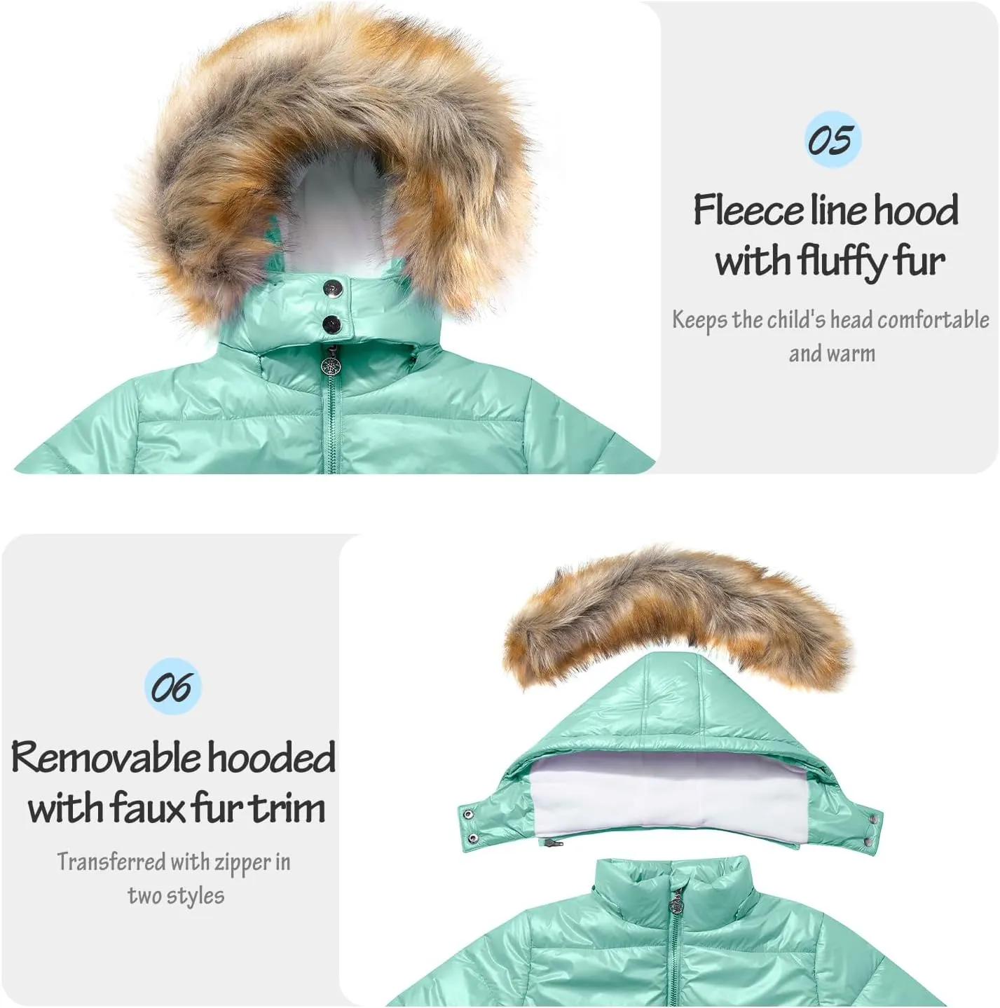 Garemcy Girl's Metallic Winter Coat Warm Puffer Jacket Insulated Shiny Down Coat with Detachable Hood