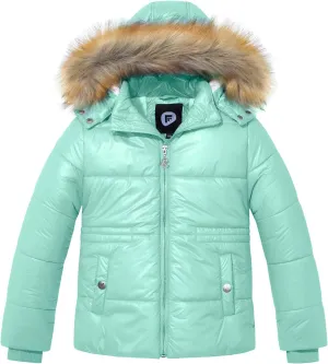 Garemcy Girl's Metallic Winter Coat Warm Puffer Jacket Insulated Shiny Down Coat with Detachable Hood
