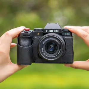 Genuine Leather Camera Half Case Cover Bag for Fuji Film XS20 Fuji X-S20 Camera (Classic Black (Case Only))