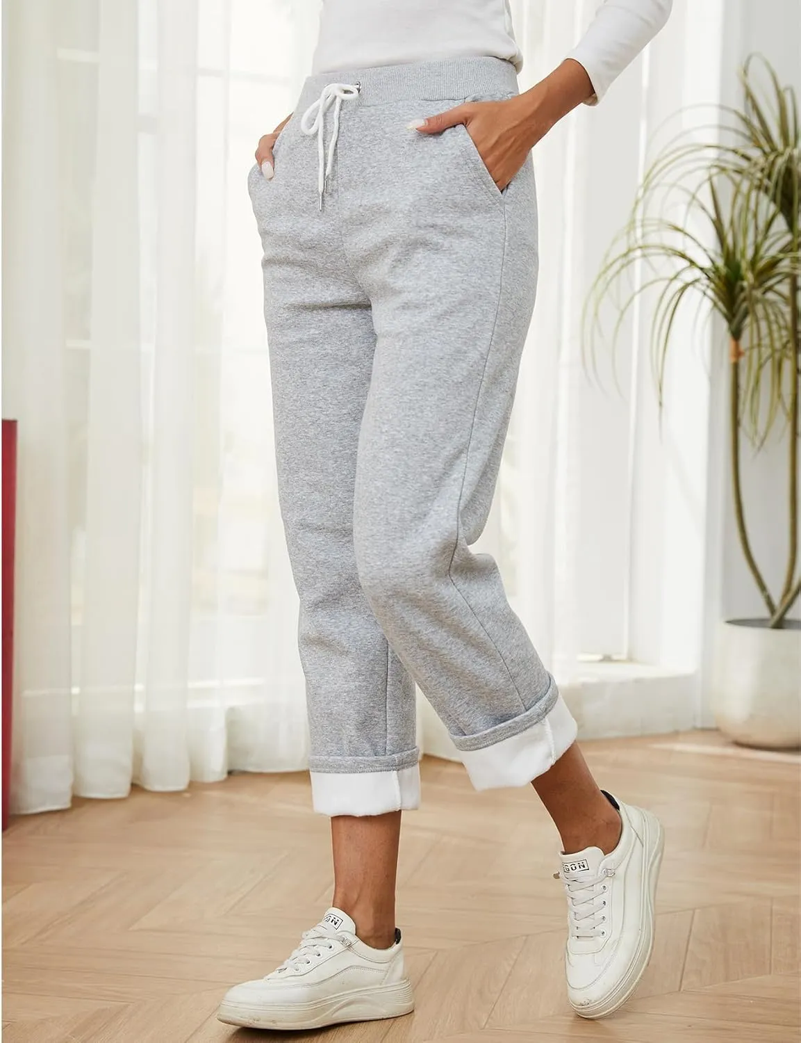 Gihuo Womens Sweatpants Warm Fleece Sweatpants Winter Sherpa Lined Joggers Pants