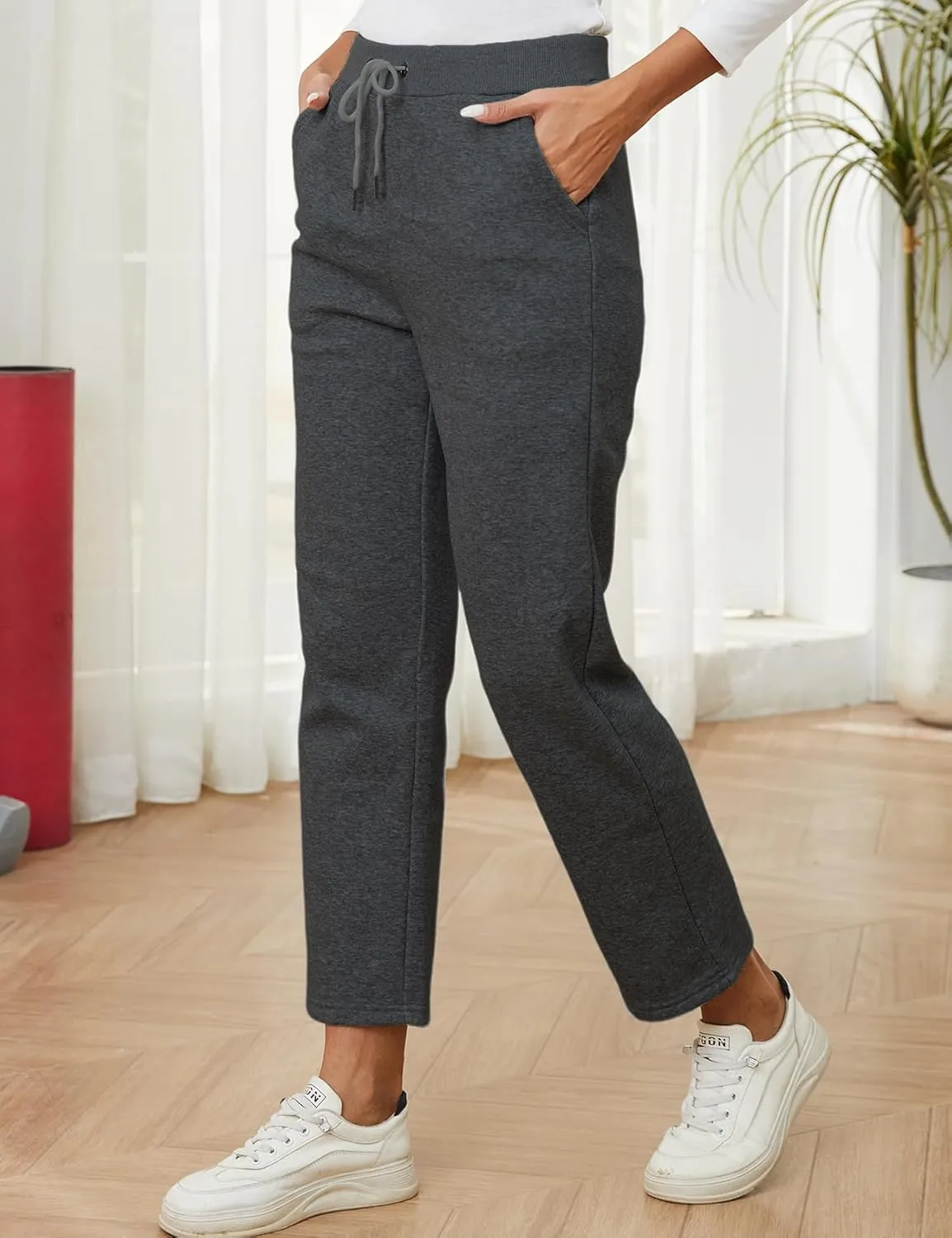 Gihuo Womens Sweatpants Warm Fleece Sweatpants Winter Sherpa Lined Joggers Pants