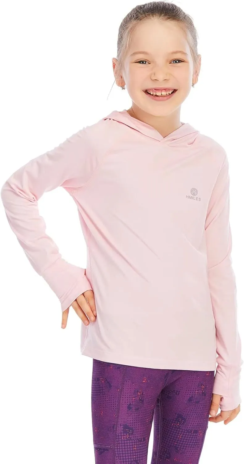 Girl's Athletic Hoodie,Light Weight/Long Sleeve/Thumb Hole/Dry Fit/SPF 4-12Year