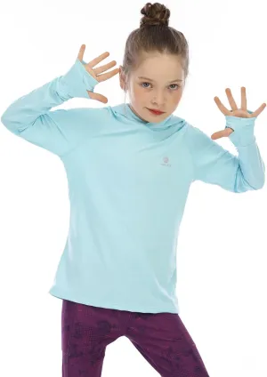 Girl's Athletic Hoodie,Light Weight/Long Sleeve/Thumb Hole/Dry Fit/SPF 4-12Year