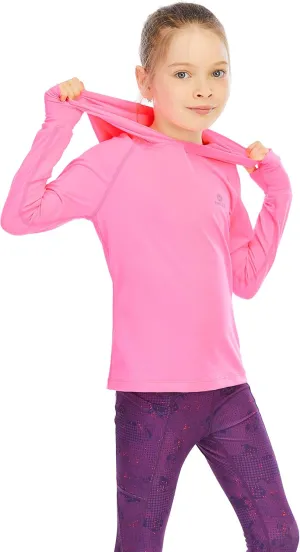 Girl's Athletic Hoodie,Light Weight/Long Sleeve/Thumb Hole/Dry Fit/SPF 4-12Year