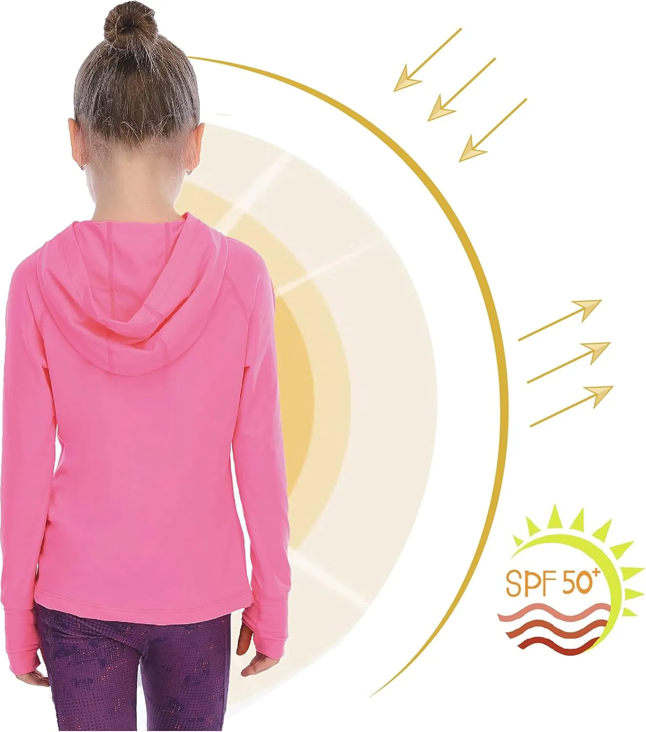Girl's Athletic Hoodie,Light Weight/Long Sleeve/Thumb Hole/Dry Fit/SPF 4-12Year