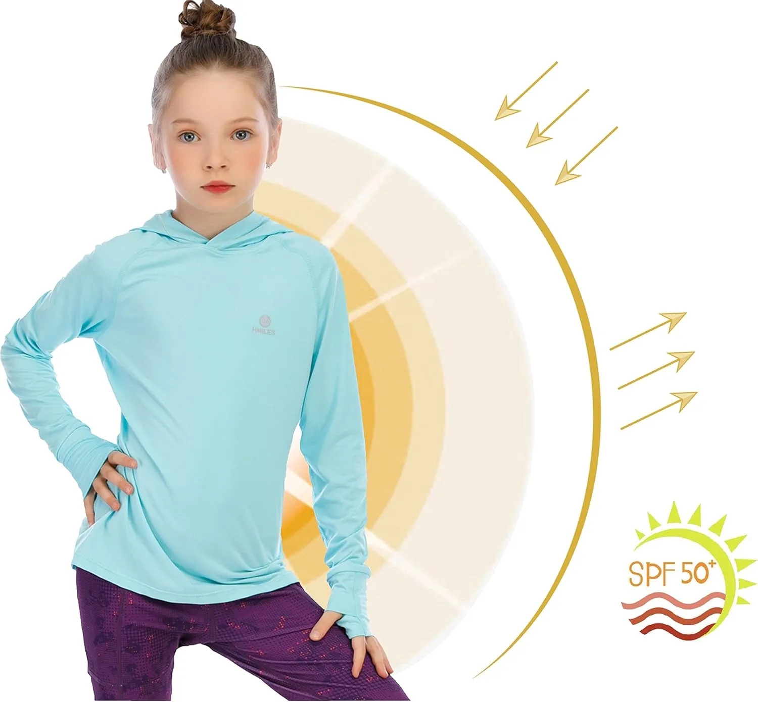 Girl's Athletic Hoodie,Light Weight/Long Sleeve/Thumb Hole/Dry Fit/SPF 4-12Year