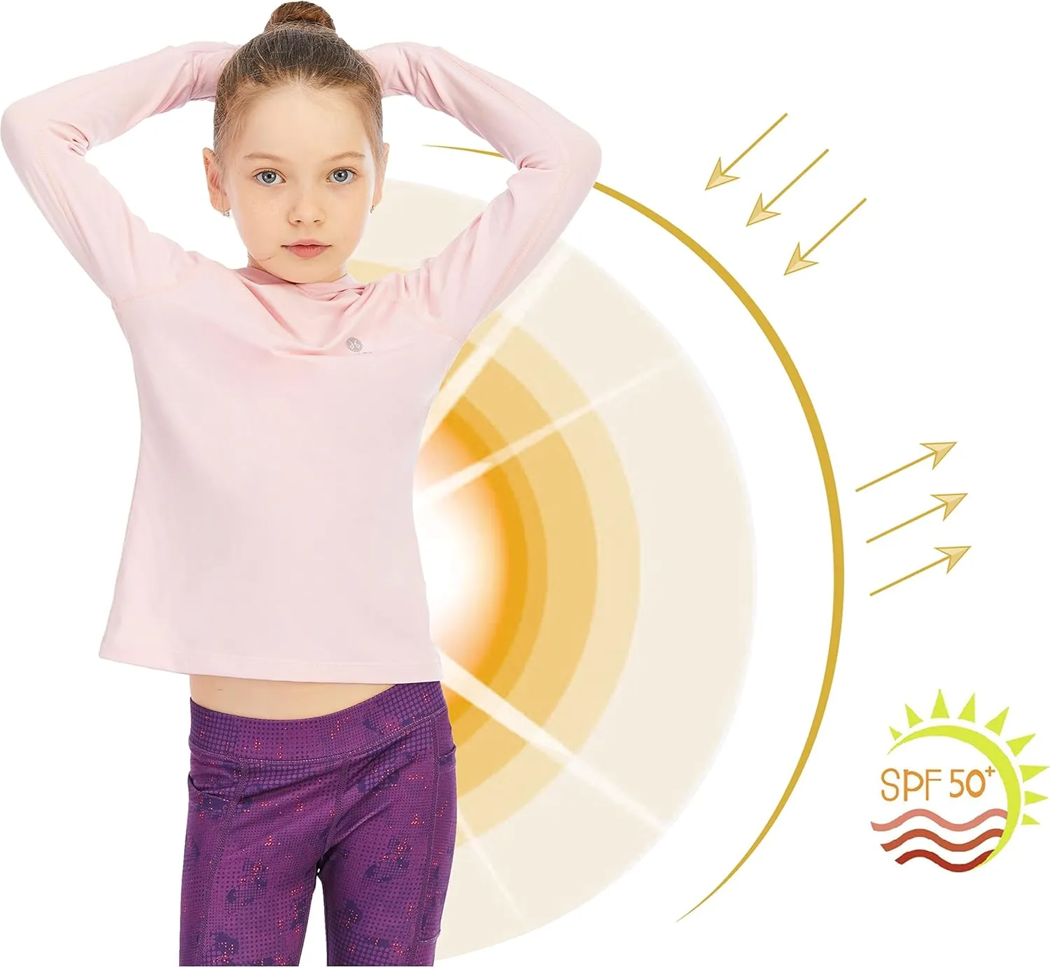 Girl's Athletic Hoodie,Light Weight/Long Sleeve/Thumb Hole/Dry Fit/SPF 4-12Year