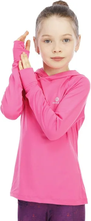 Girl's Athletic Hoodie,Light Weight/Long Sleeve/Thumb Hole/Dry Fit/SPF 4-12Year