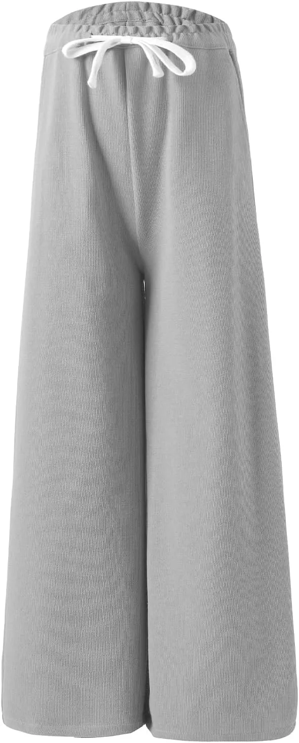 Girls Wide Leg Sweatpants Straight Leg Jogger Sweatpants Kids High Waist Baggy Loose Pants with Drawstring