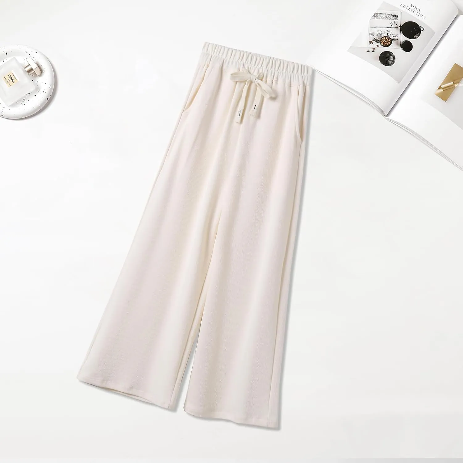 Girls Wide Leg Sweatpants Straight Leg Jogger Sweatpants Kids High Waist Baggy Loose Pants with Drawstring