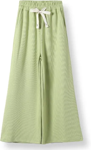 Girls Wide Leg Sweatpants Straight Leg Jogger Sweatpants Kids High Waist Baggy Loose Pants with Drawstring