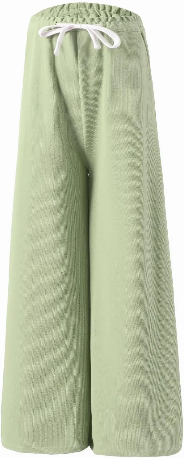Girls Wide Leg Sweatpants Straight Leg Jogger Sweatpants Kids High Waist Baggy Loose Pants with Drawstring
