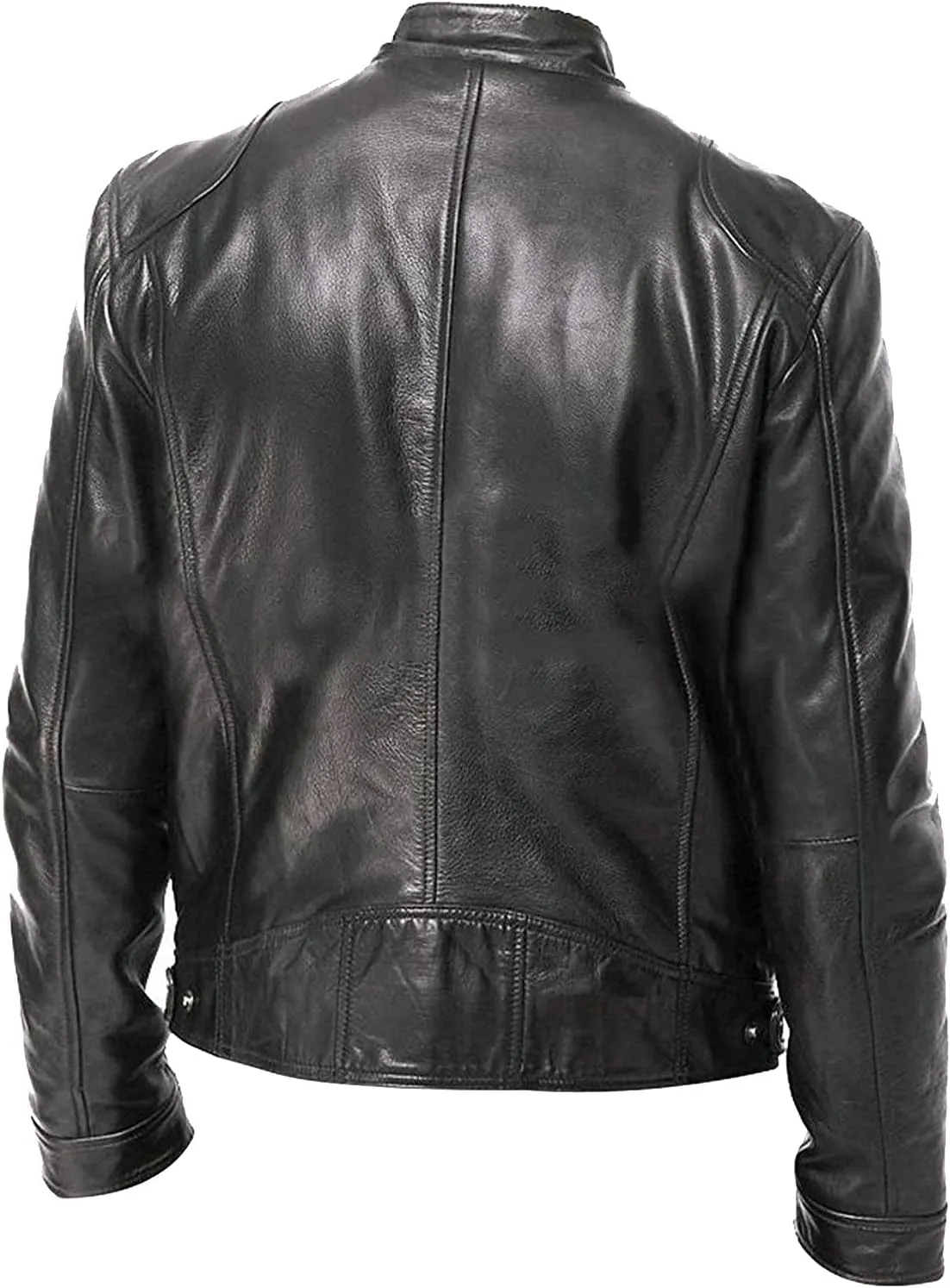 GOFULY Leather Jacket Men Big And Tall Outdoor Zip Up Stand Collar Jacket Faux Leather Motocycle Coats Outwear With Pockets