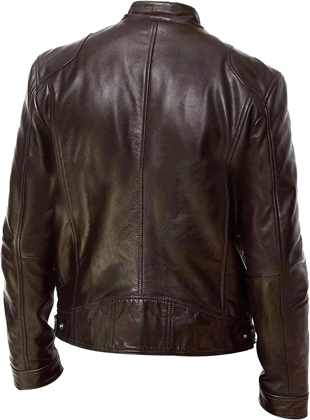 GOFULY Leather Jacket Men Big And Tall Outdoor Zip Up Stand Collar Jacket Faux Leather Motocycle Coats Outwear With Pockets