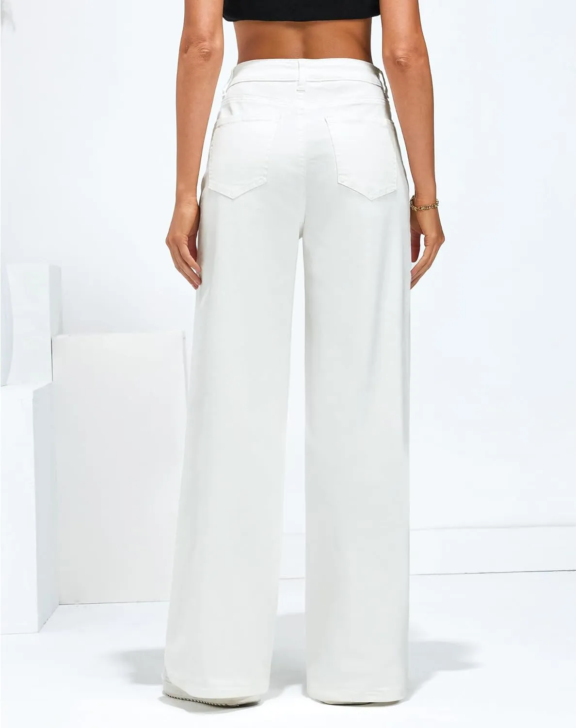 GRAPENT Wide Leg Jeans for Women Trendy High Waisted Stretchy Denim Pants 90s Baggy Jeans Trouser Jeans with Pockets