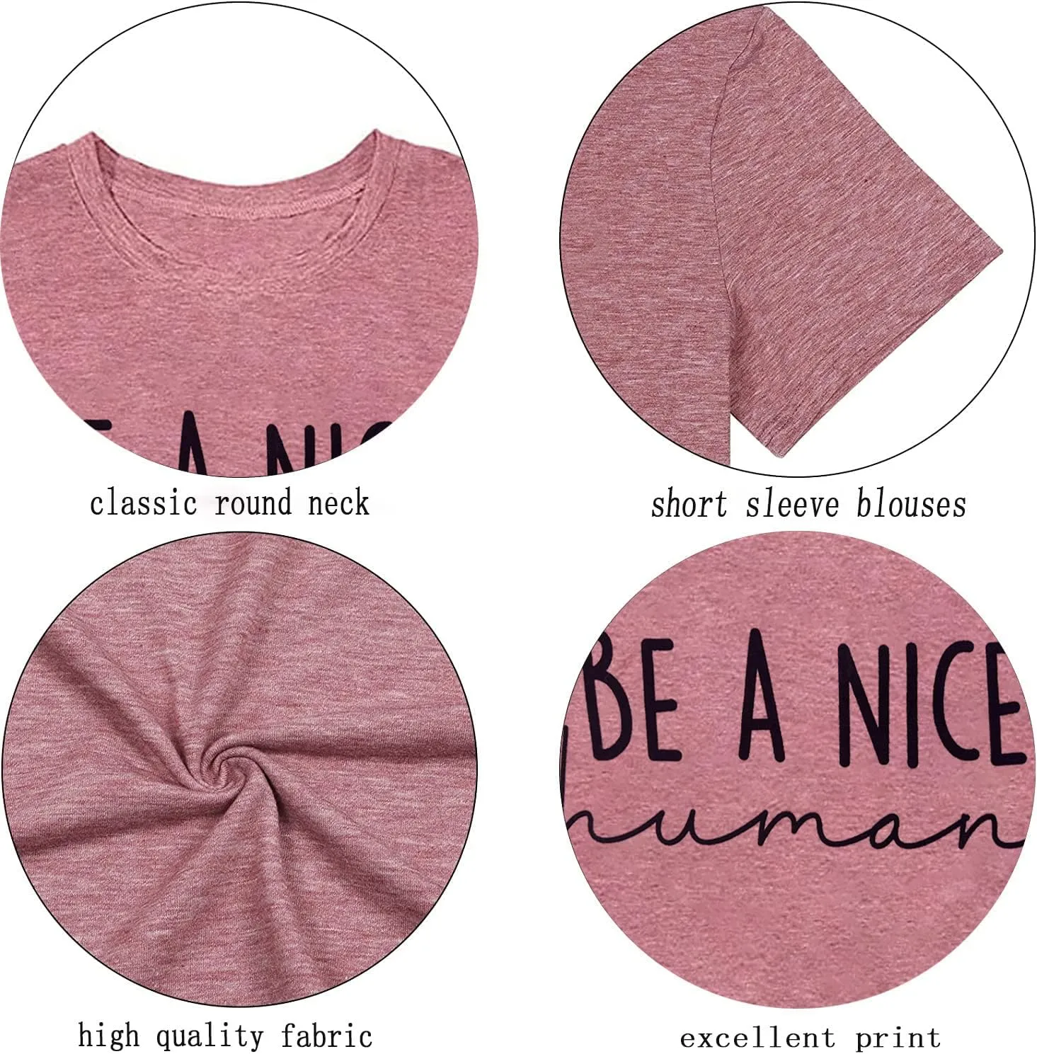 Graphic Tees for Women Be A Nice Human Letter Print Shirts Cute Love Heart Graphic Funny Summer Casual Short Sleeve Tops