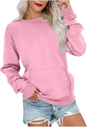 Gumipy Oversized Sweatshirt for Women Trendy Long Sleeve Crewneck Sweatshirts Sweater Casual Fleece Tunic Sweatshirts No Hood