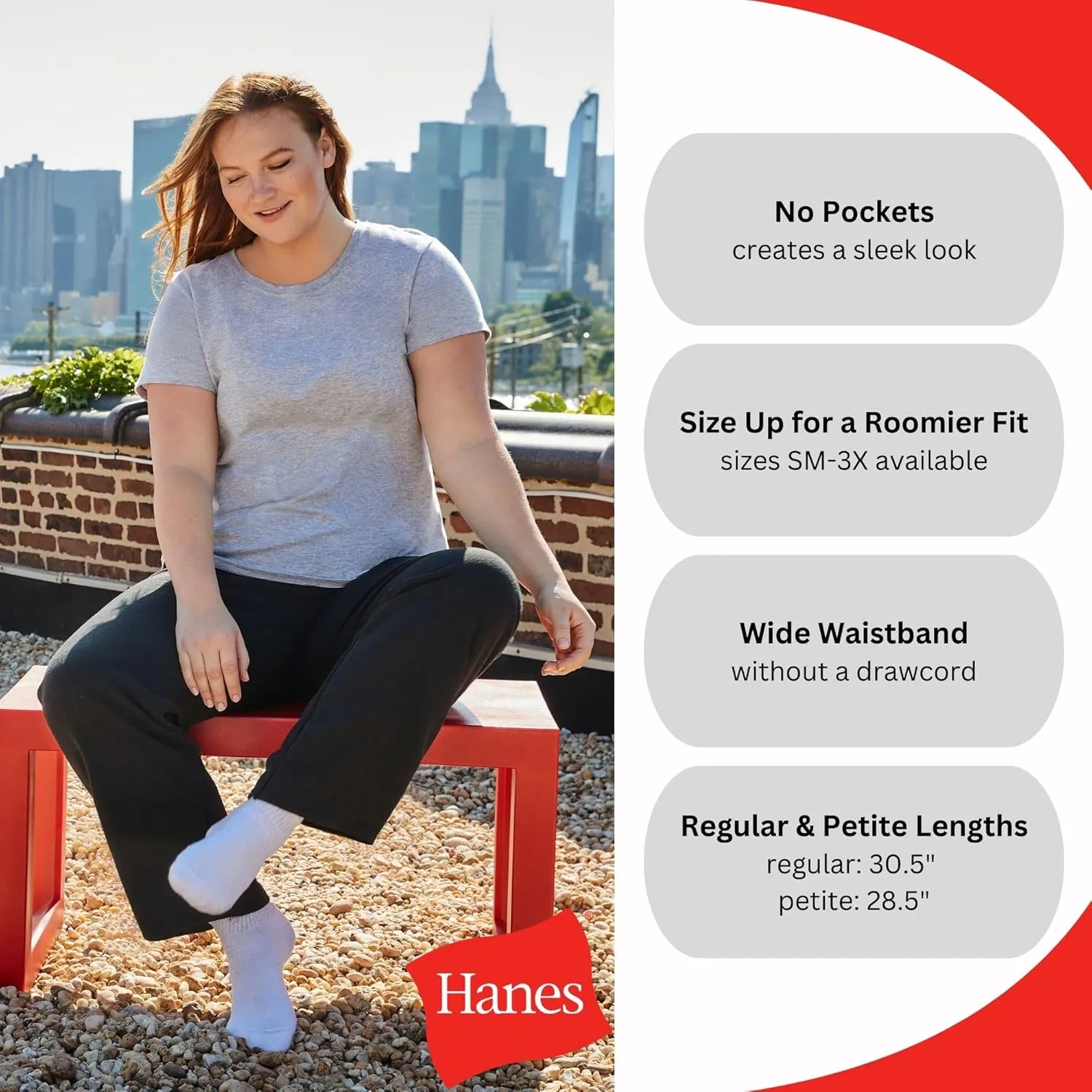 Hanes Women's Sweatpants, EcoSmart Fleece Joggers, Pocketless Cinched Leg Sweatpants for Women, 30"