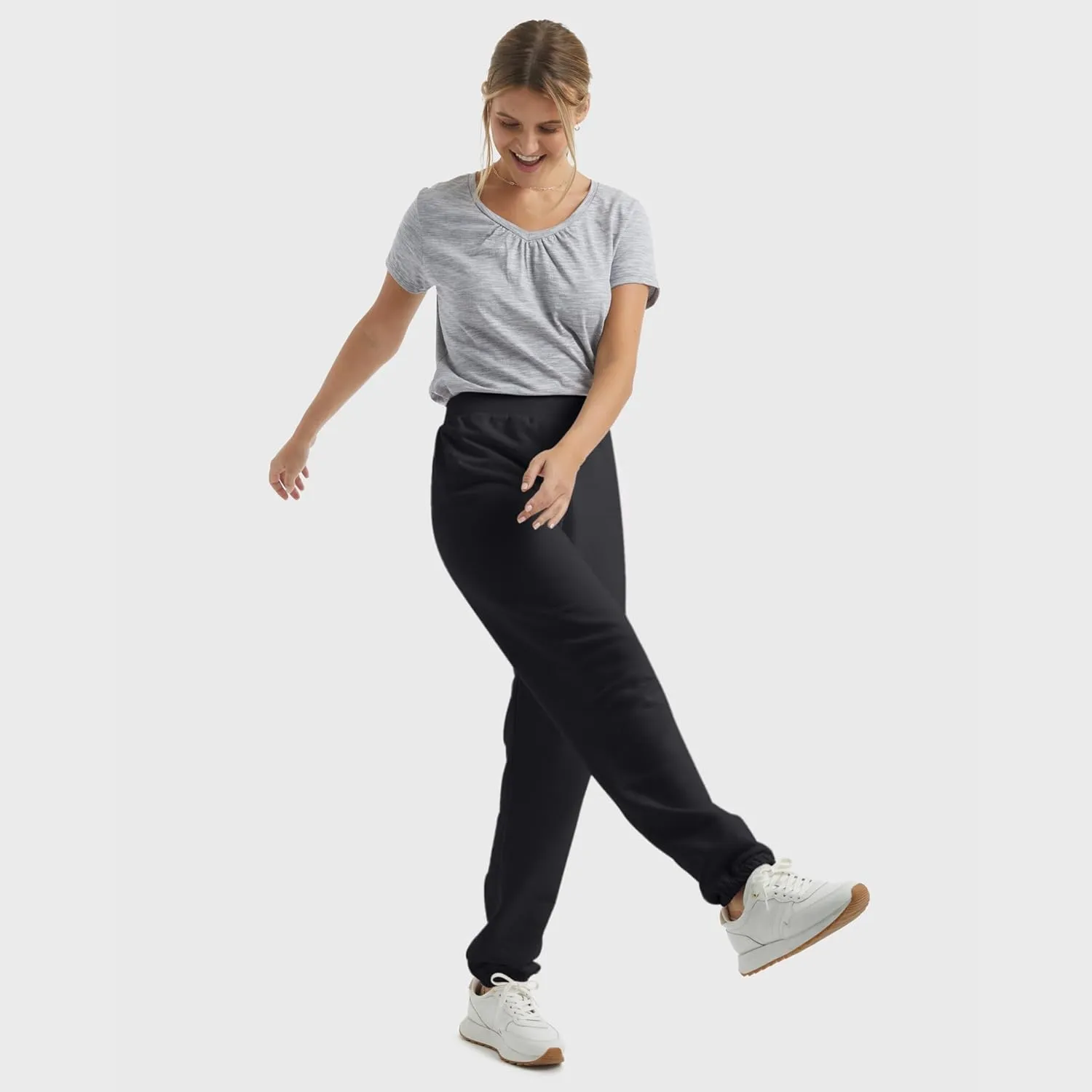 Hanes Women's Sweatpants, EcoSmart Fleece Joggers, Pocketless Cinched Leg Sweatpants for Women, 30"