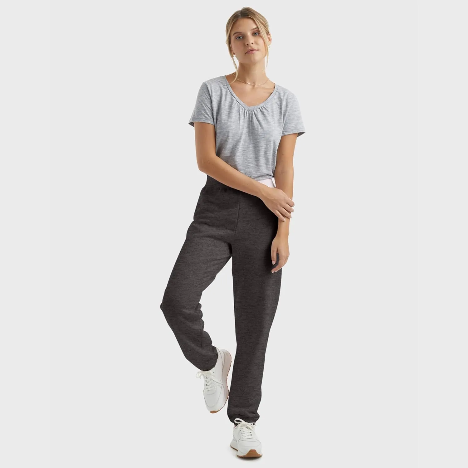 Hanes Women's Sweatpants, EcoSmart Fleece Joggers, Pocketless Cinched Leg Sweatpants for Women, 30"