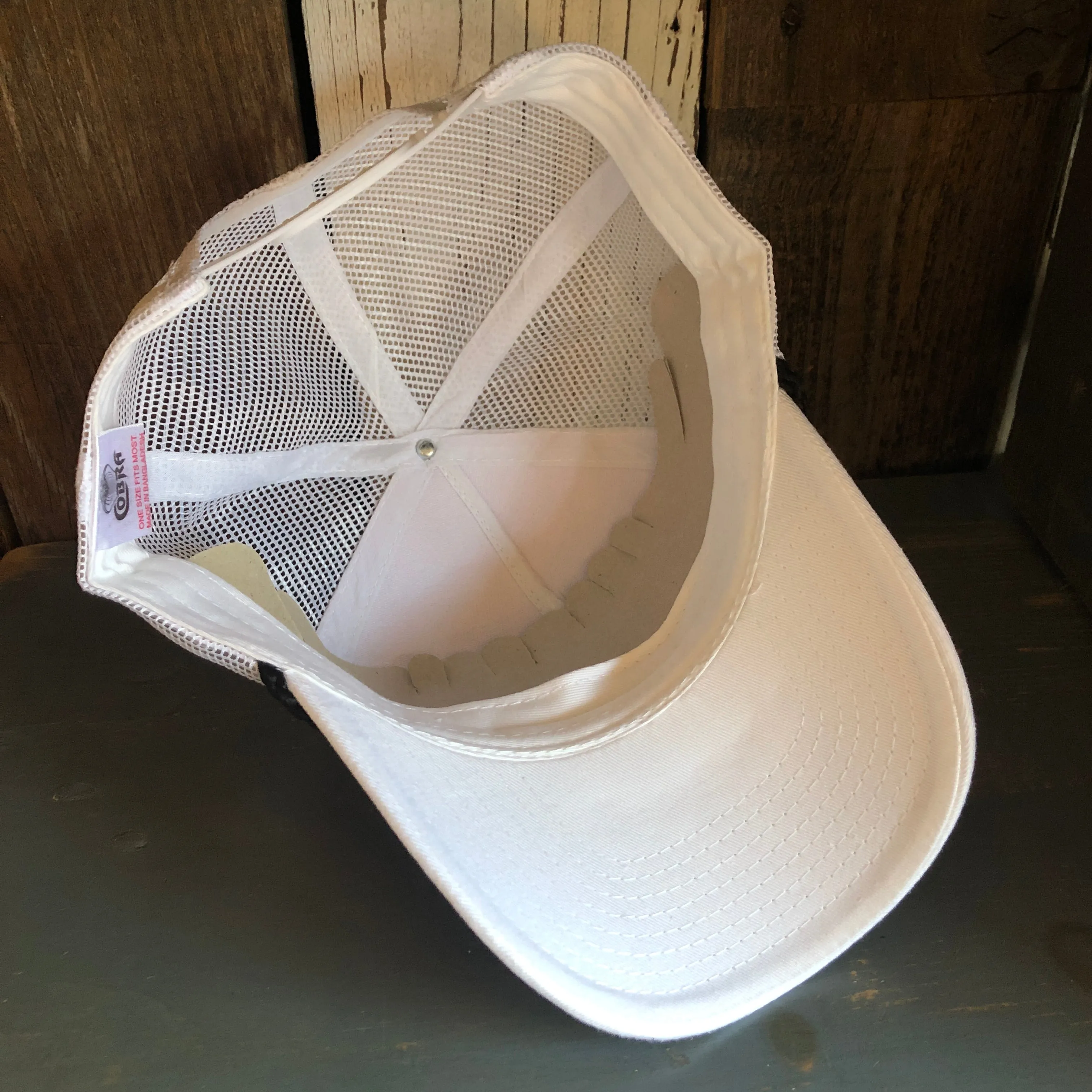 Hermosa Beach OBLIGATORY SUNSET 5 panel Mesh Trucker Rope cap - White/Black Braid