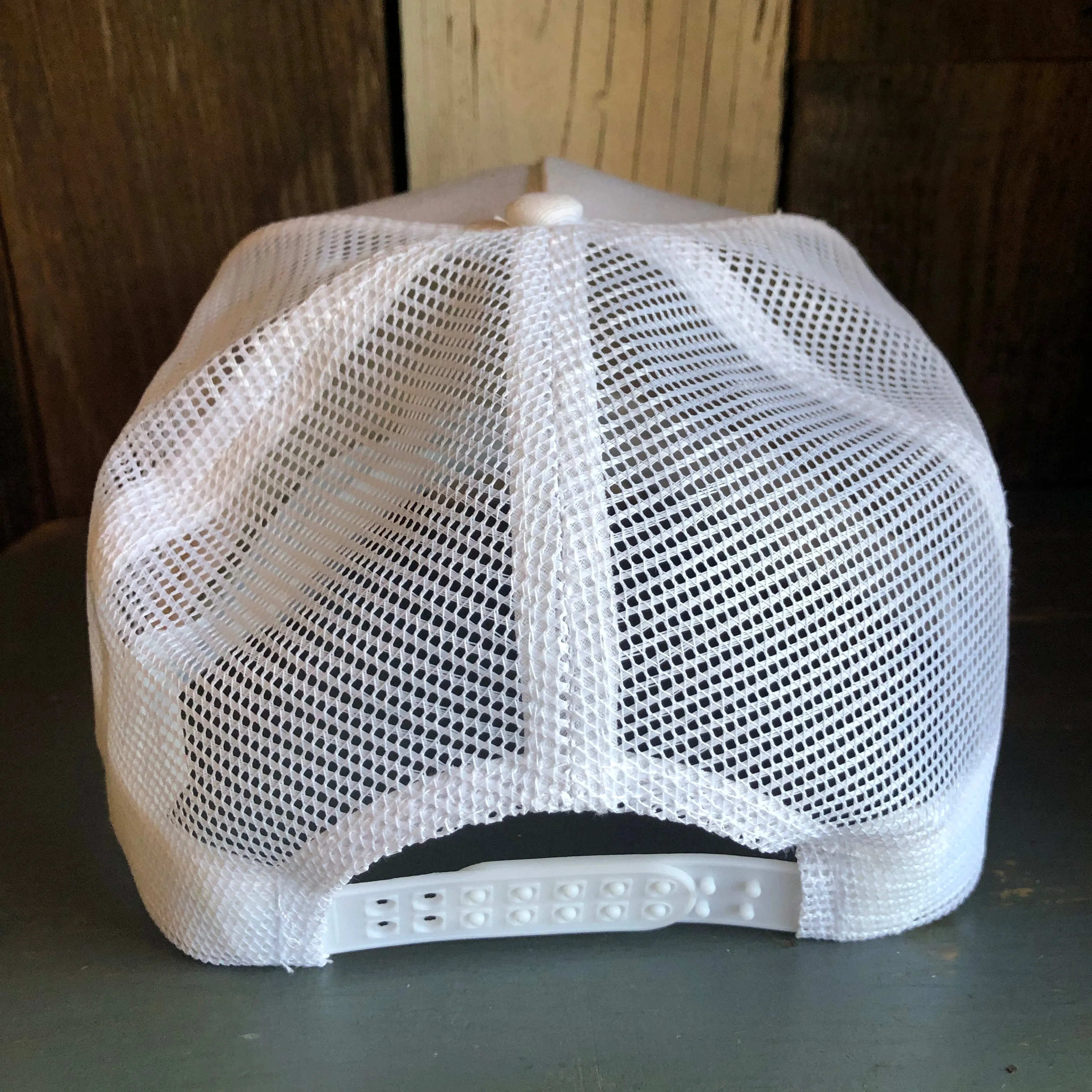 Hermosa Beach OBLIGATORY SUNSET 5 panel Mesh Trucker Rope cap - White/Black Braid
