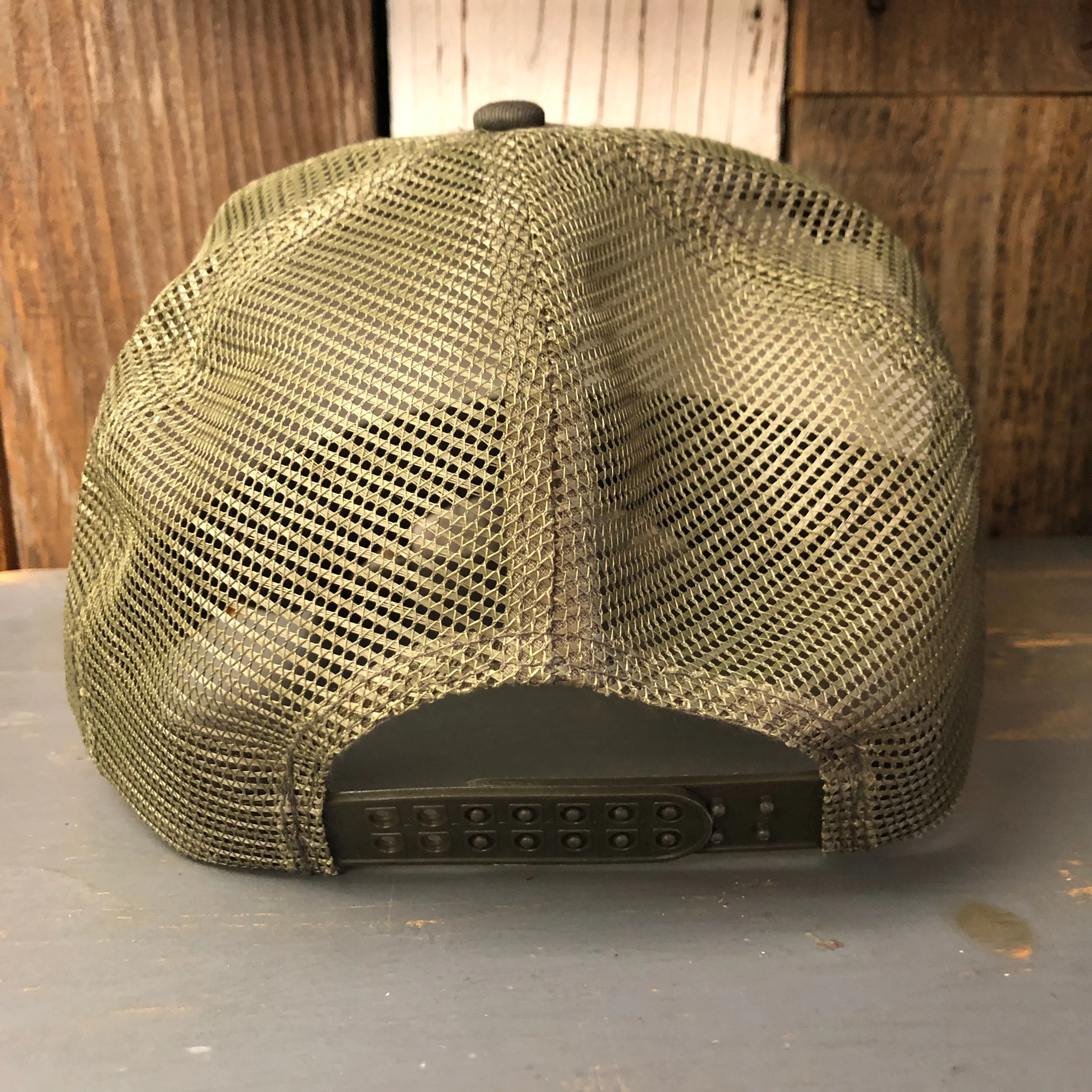 Hermosa Beach SURF HERMOSA :: OPEN DAILY 5 panel Mesh Trucker, Rope cap - Loden/Gold Braid