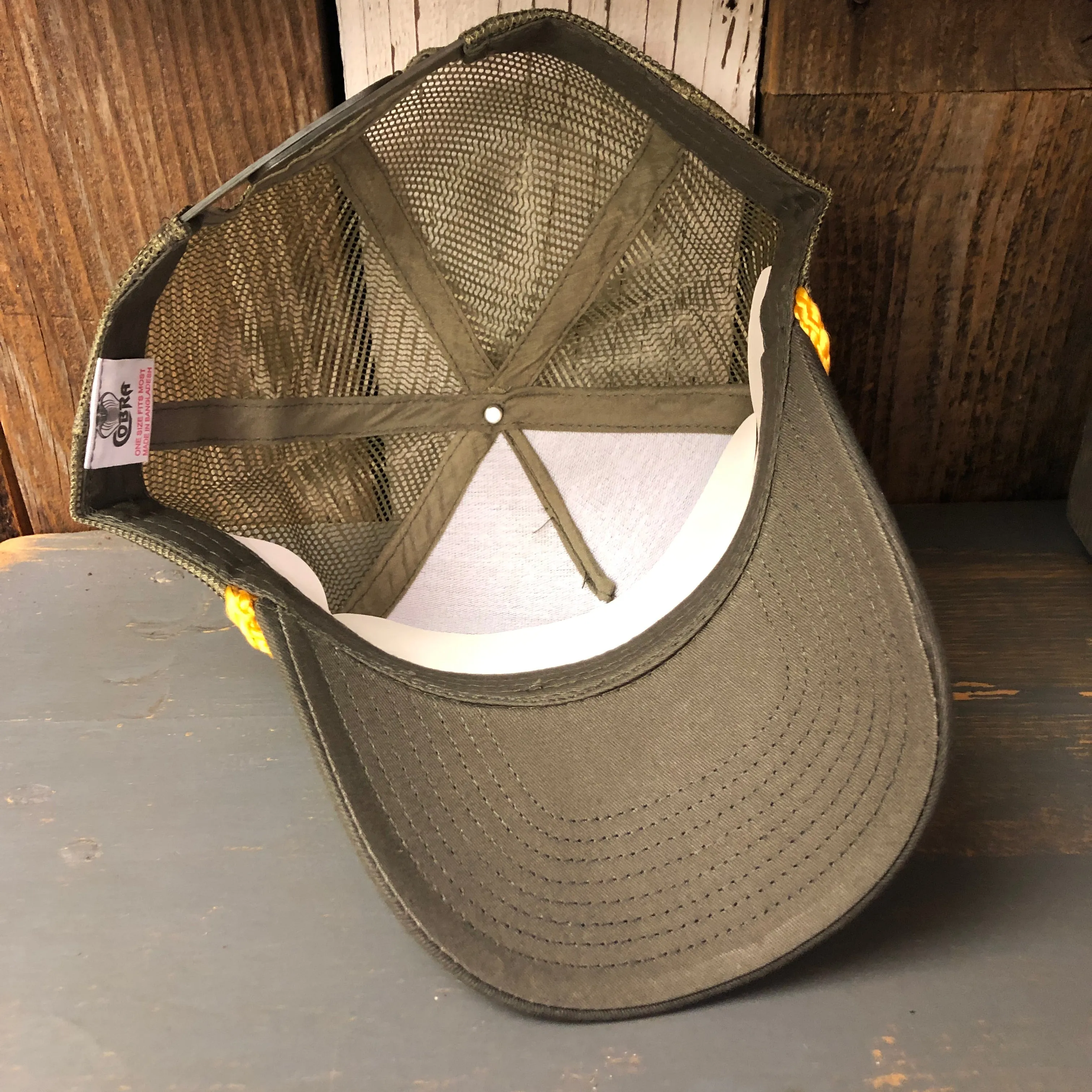 Hermosa Beach SURF HERMOSA :: OPEN DAILY 5 panel Mesh Trucker, Rope cap - Loden/Gold Braid