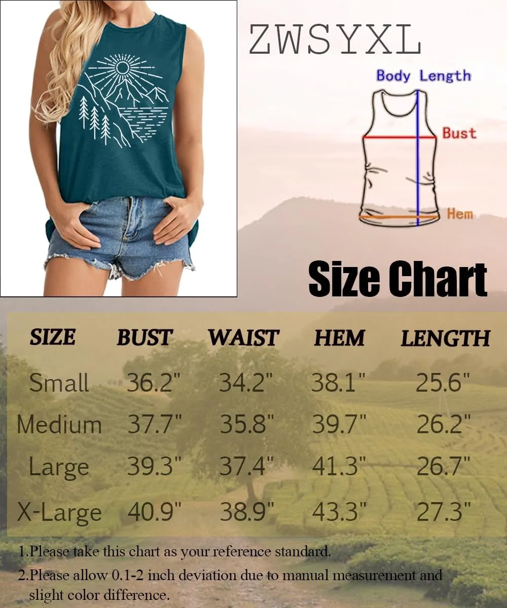 Hiking Mountain Shirts Women Funny Adventure Graphic Tank Top Summer Outdoor Camping Sleeveless Tee