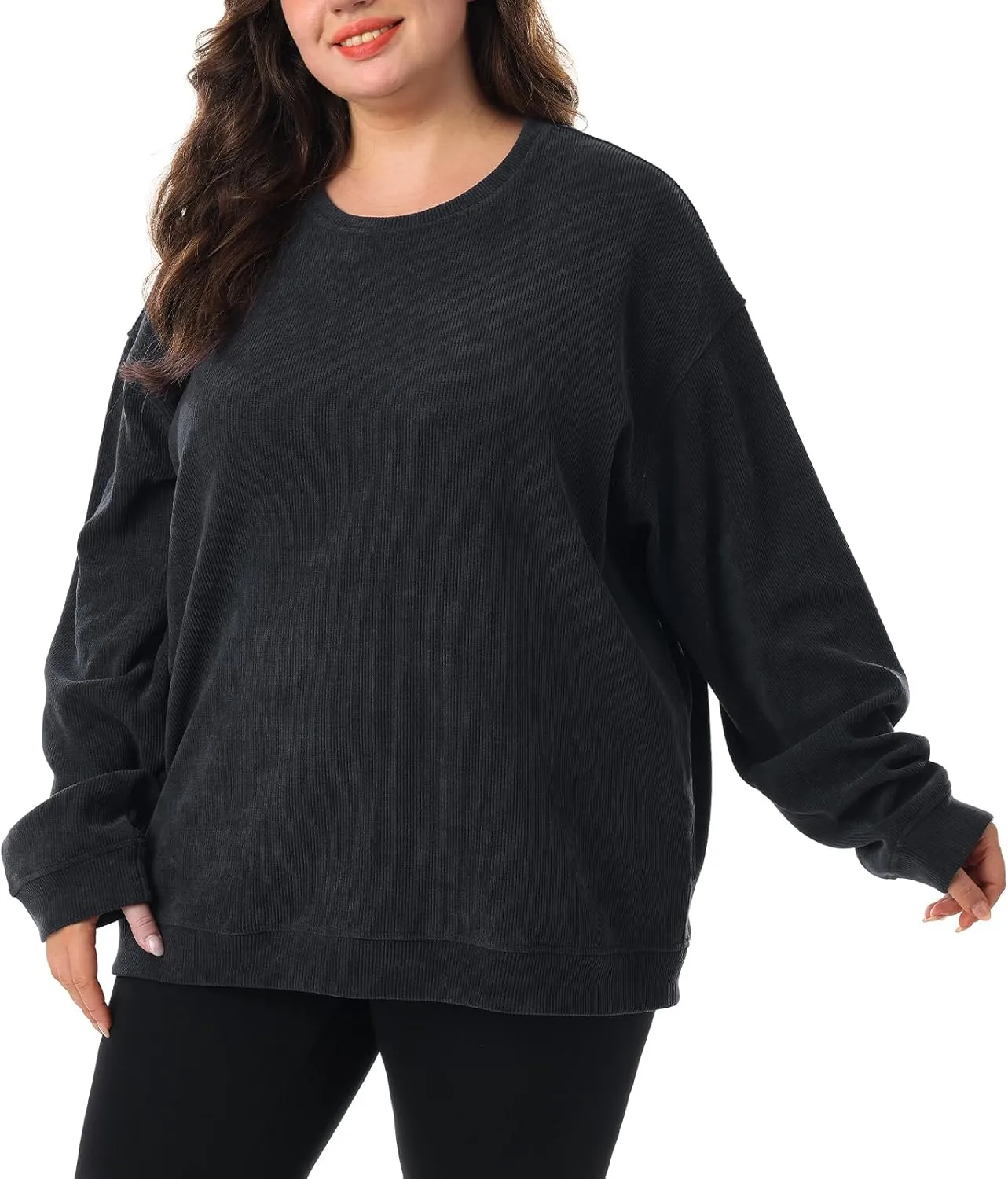 HOdo Women's Plus Size Sweatshirts Oversized Pullover Long Sleeve Tops Crew Neck Sweat Shirt Casual Loose Fitting 1X-5X