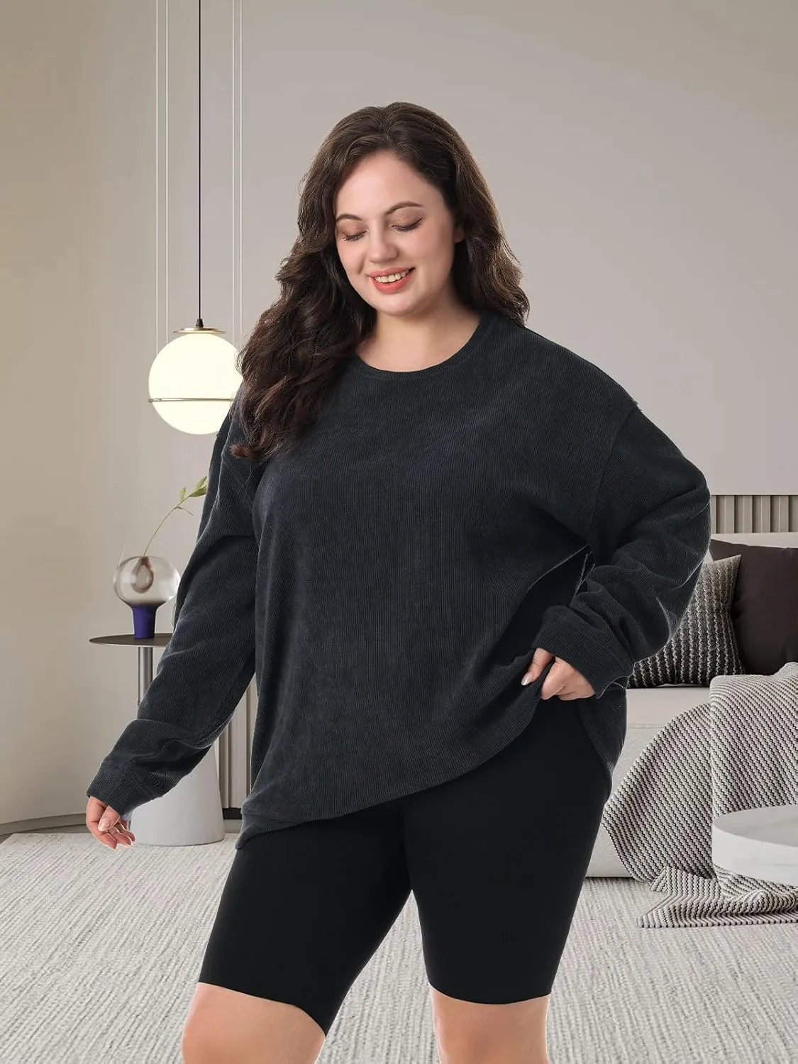 HOdo Women's Plus Size Sweatshirts Oversized Pullover Long Sleeve Tops Crew Neck Sweat Shirt Casual Loose Fitting 1X-5X