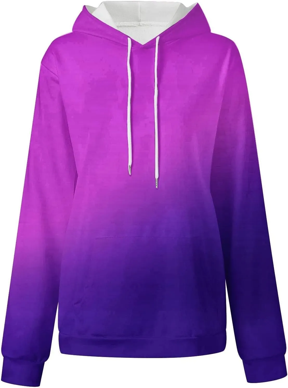 Hoodies For Women Gradient Long Sleeve Oversized Sweatshirts Loose Fit Drawstring Trendy Pullover Tops with Pocket 2024