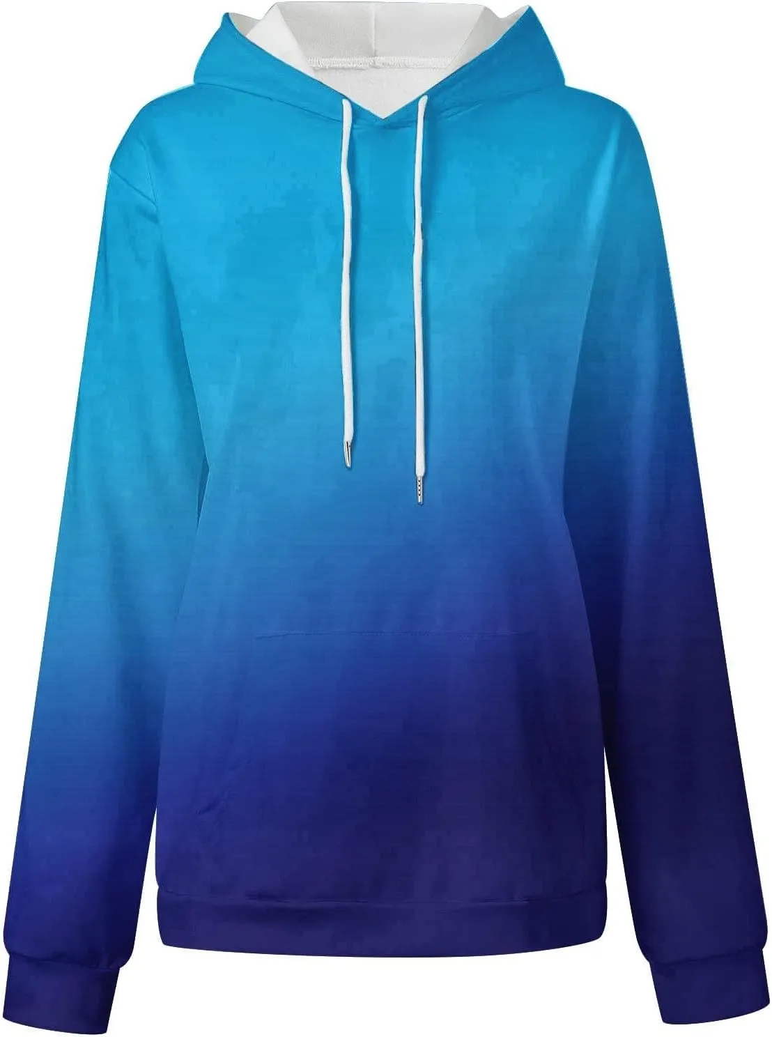 Hoodies For Women Gradient Long Sleeve Oversized Sweatshirts Loose Fit Drawstring Trendy Pullover Tops with Pocket 2024