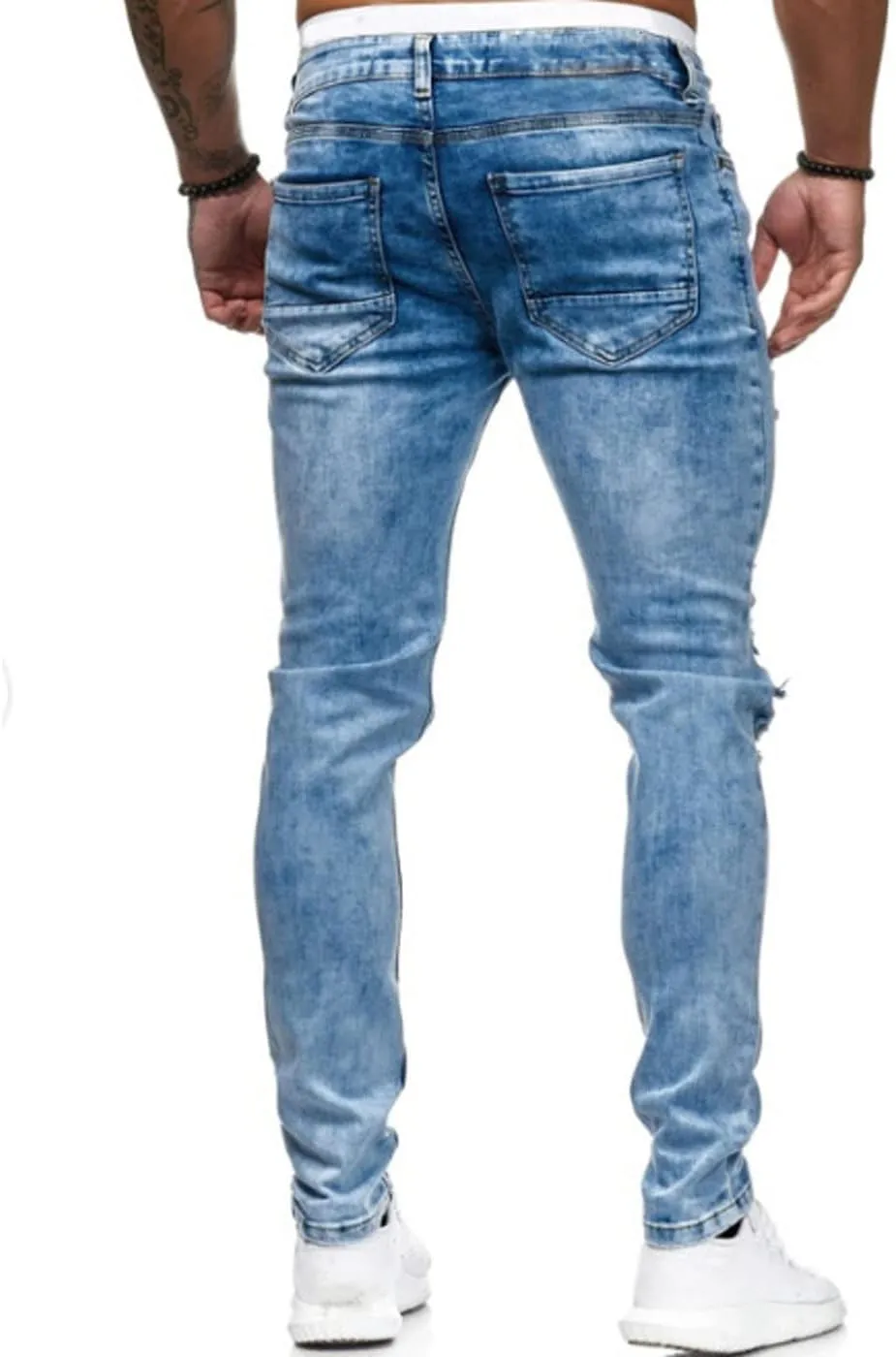 HUNGSON Men's Ripped Skinny Jeans Stretchy Slim Fit Jeans Pants for Men