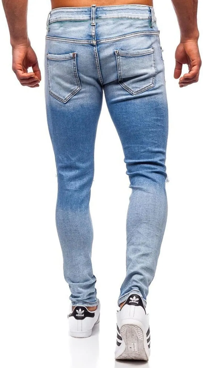 HUNGSON Men's Ripped Skinny Jeans Stretchy Slim Fit Jeans Pants for Men