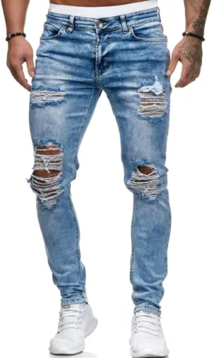 HUNGSON Men's Ripped Skinny Jeans Stretchy Slim Fit Jeans Pants for Men