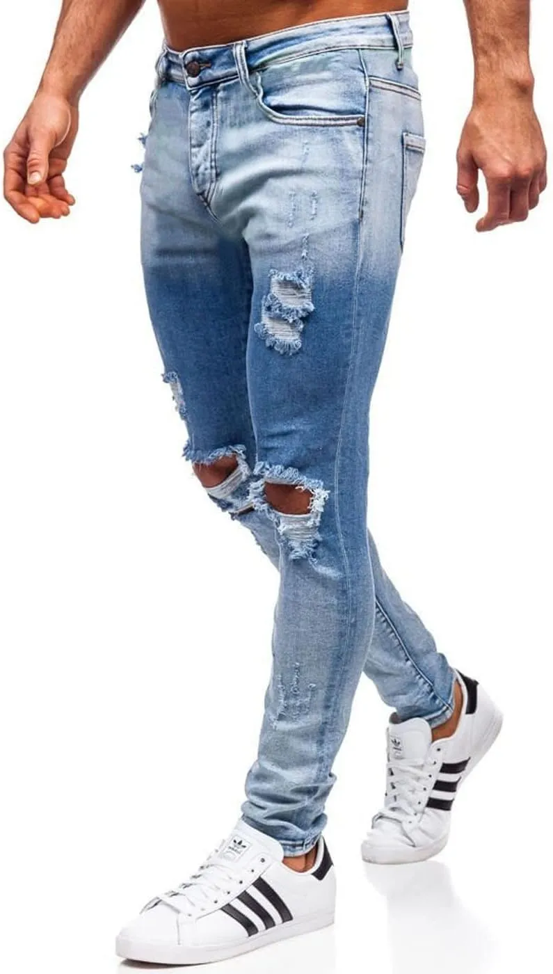 HUNGSON Men's Ripped Skinny Jeans Stretchy Slim Fit Jeans Pants for Men
