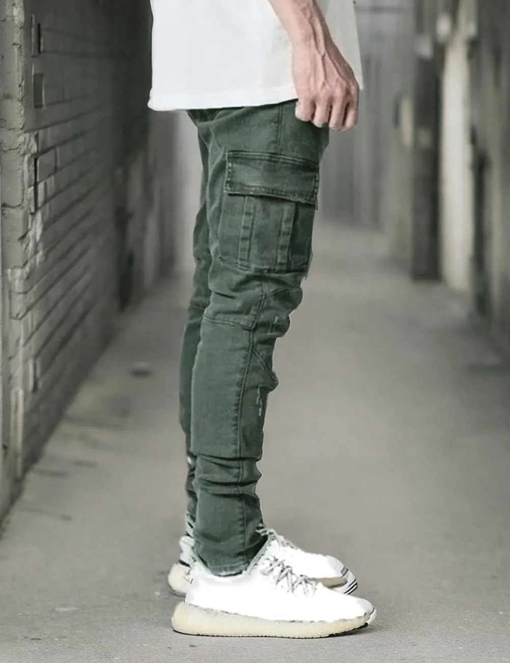 HUNGSON Men's Slim Fit Stretch Jeans Ripped Skinny Jeans for Men, Distressed Straight Leg Fashion Comfort Flex Waist Pants