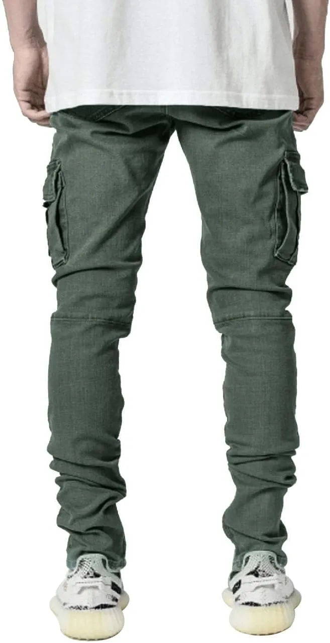 HUNGSON Men's Slim Fit Stretch Jeans Ripped Skinny Jeans for Men, Distressed Straight Leg Fashion Comfort Flex Waist Pants